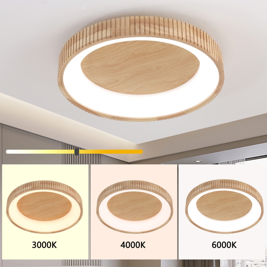 Brilagi - LED-loftlampe FALCON WOOD MODERN LED/40W/230V 3000/4000/6000K Ø 60 cm træ