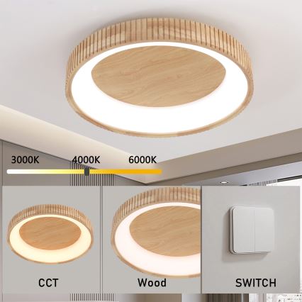 Brilagi - LED-loftlampe FALCON WOOD MODERN LED/40W/230V 3000/4000/6000K Ø 60 cm træ