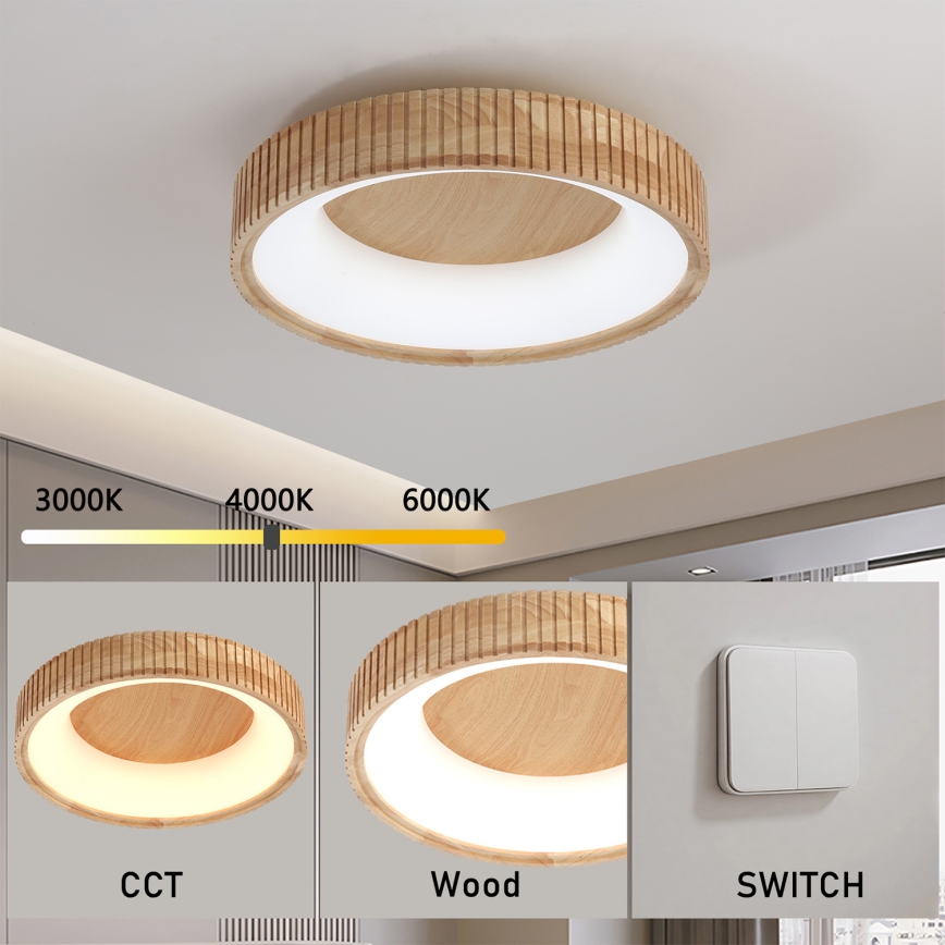 Brilagi - LED loftlampe FALCON WOOD MODERN LED/30W/230V 3000/4000/6000K Ø 45 cm træ