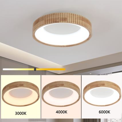Brilagi - LED loftlampe FALCON WOOD MODERN LED/30W/230V 3000/4000/6000K Ø 45 cm træ