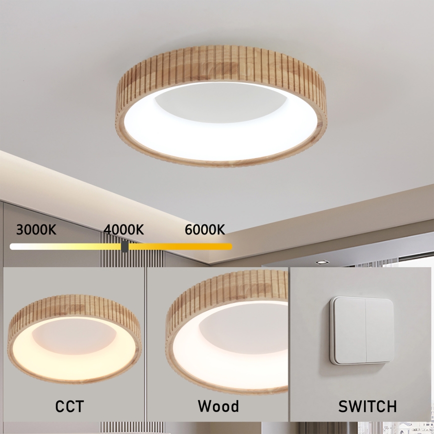 Brilagi - LED loftlampe FALCON WOOD MODERN LED/30W/230V 3000/4000/6000K Ø 45 cm træ