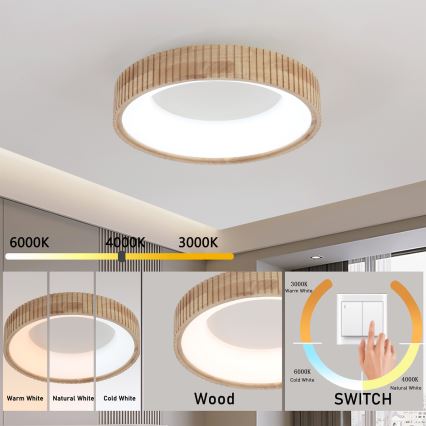 Brilagi - LED loftlampe FALCON WOOD MODERN LED/30W/230V 3000/4000/6000K Ø 45 cm træ
