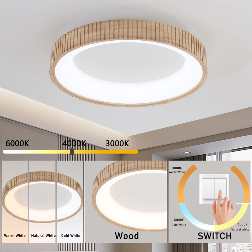 Brilagi - LED loftlampe FALCON WOOD MODERN LED/40W/230V 3000/4000/6000K Ø 60 cm træ