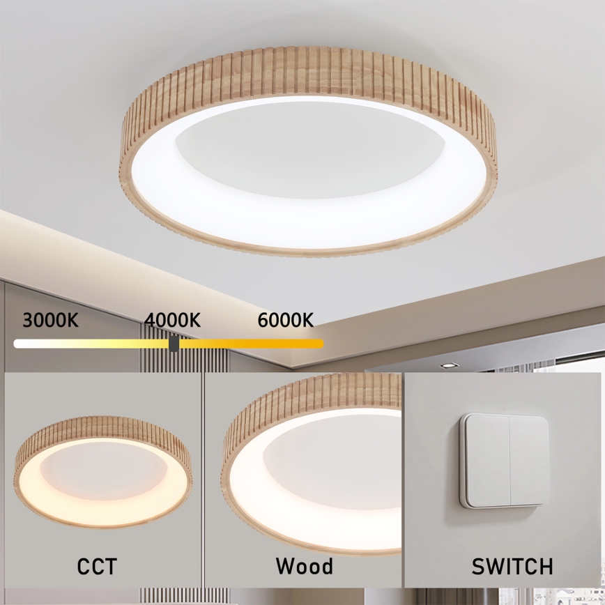 Brilagi - LED loftlampe FALCON WOOD MODERN LED/40W/230V 3000/4000/6000K Ø 60 cm træ