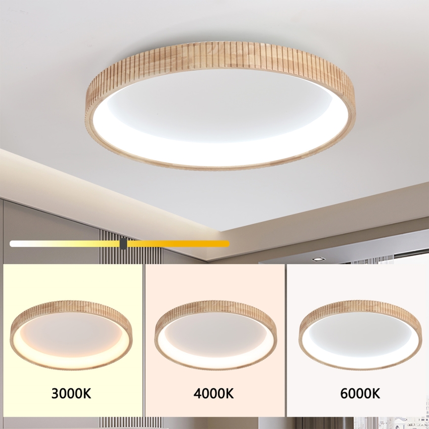 Brilagi - LED-loftlampe FALCON WOOD MODERN LED/60W/230V 3000/4000/6000K Ø 80 cm i træ