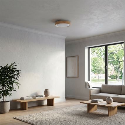 Brilagi - LED loftlampe FLOCO LED/24W/230V Ø 30 cm trælook/hvid