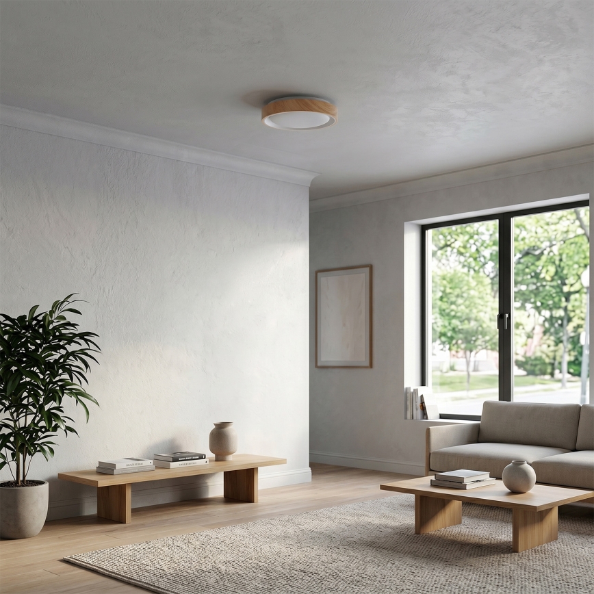 Brilagi - LED loftlampe FLOCO LED/24W/230V Ø 30 cm trælook/hvid