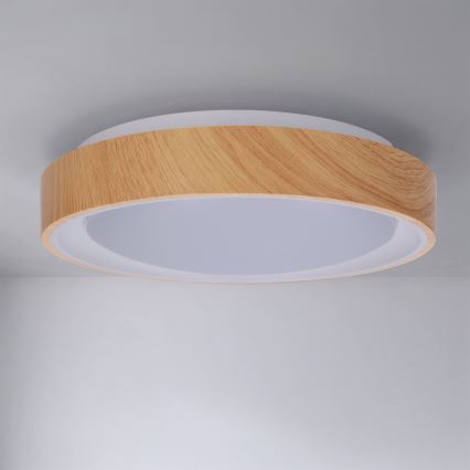 Brilagi - LED loftlampe FLOCO LED/24W/230V Ø 30 cm trælook/hvid