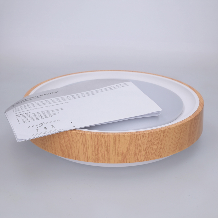 Brilagi - LED loftlampe FLOCO LED/24W/230V Ø 30 cm trælook/hvid
