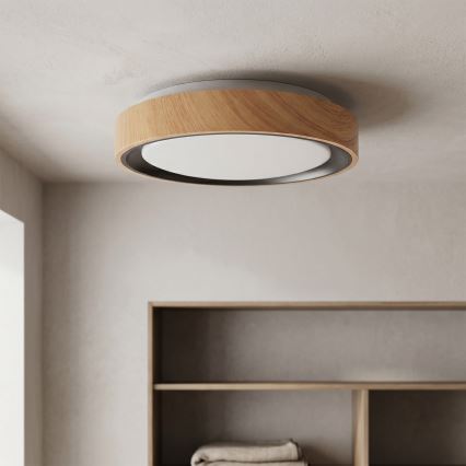 Brilagi - LED-loftlampe FLOCO LED/24W/230V Ø 30 cm trælook/sort