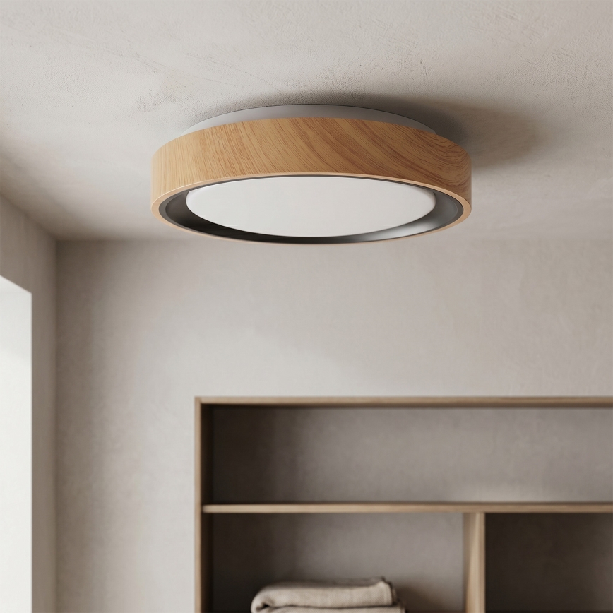 Brilagi - LED-loftlampe FLOCO LED/24W/230V Ø 30 cm trælook/sort