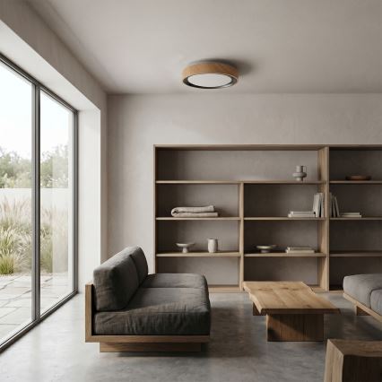 Brilagi - LED-loftlampe FLOCO LED/24W/230V Ø 30 cm trælook/sort