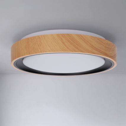Brilagi - LED-loftlampe FLOCO LED/24W/230V Ø 30 cm trælook/sort