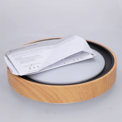 Brilagi - LED-loftlampe FLOCO LED/24W/230V Ø 30 cm trælook/sort