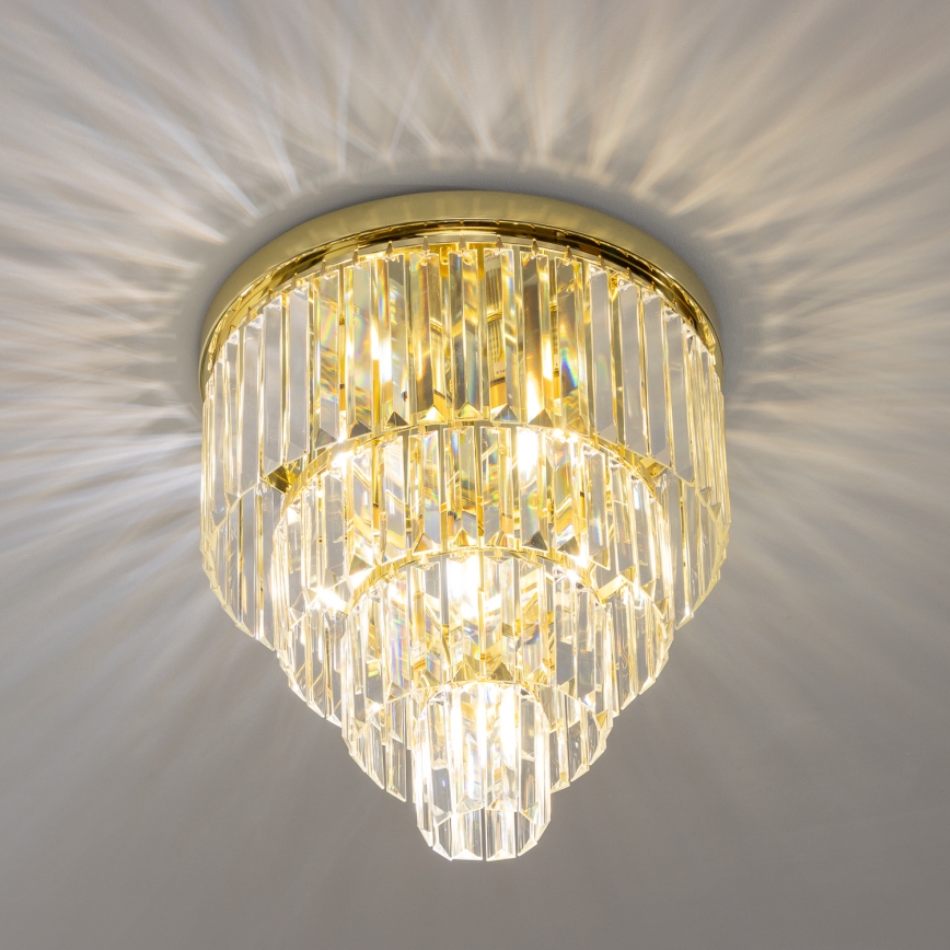 Brilagi - LED Loftlampe i krystal MOZART 5xE14/40W/230V guldfarvet