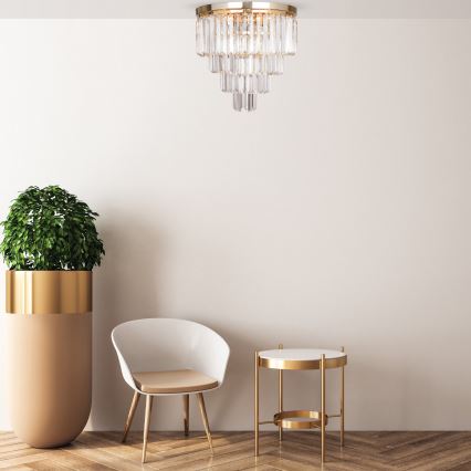 Brilagi - LED Loftlampe i krystal MOZART 5xE14/40W/230V guldfarvet
