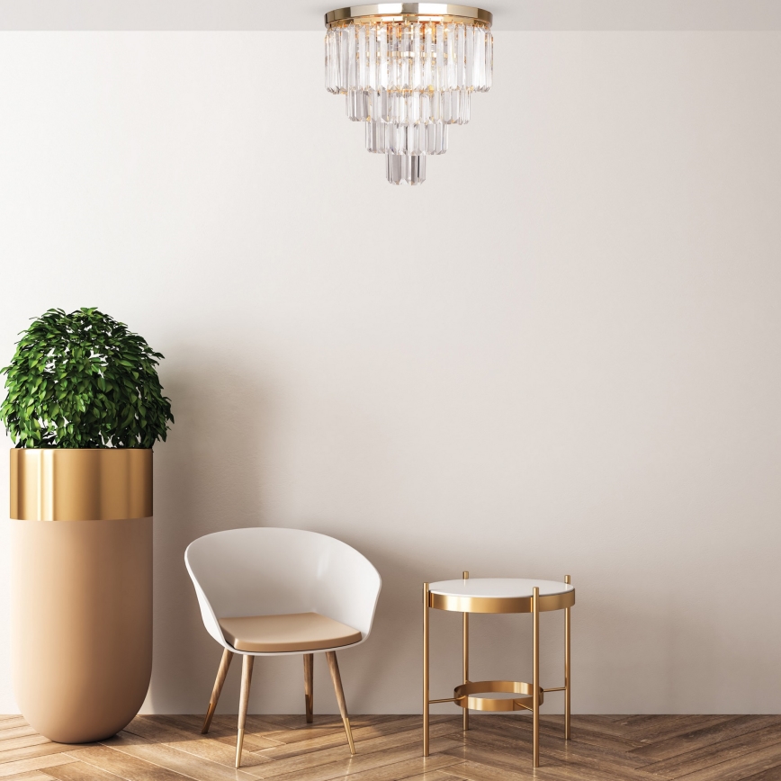 Brilagi - LED Loftlampe i krystal MOZART 5xE14/40W/230V guldfarvet
