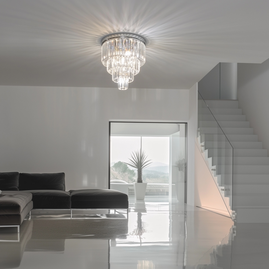 Brilagi - LED Loftlampe i krystal MOZART 5xE14/40W/230V skinnende krom