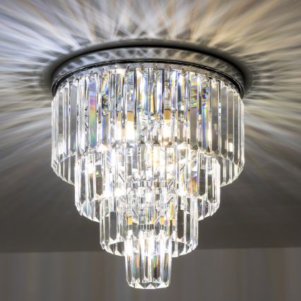 Brilagi - LED Loftlampe i krystal MOZART 5xE14/40W/230V skinnende krom