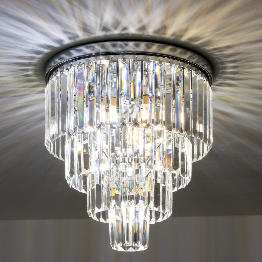Brilagi - LED Loftlampe i krystal MOZART 5xE14/40W/230V skinnende krom