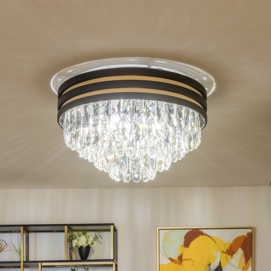 Brilagi - LED Loftlampe i krystal VELURE 5xE14/40W/230V sort