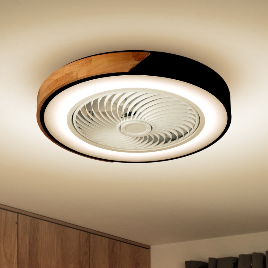 Brilagi - LED Loftlampe med ventilator dæmpbar LED/30W/230V 3000-6500K sort/eg + fjernbetjening