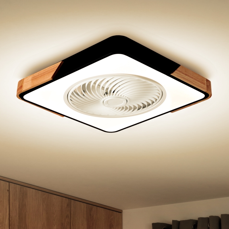 Brilagi - LED Loftlampe med ventilator dæmpbar LED/30W/230V 3000-6500K sort/eg + fjernbetjening
