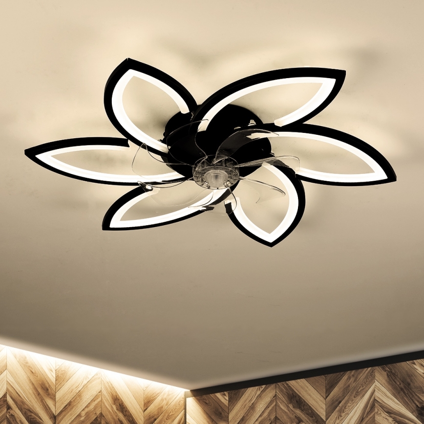 Brilagi - LED Loftlampe med ventilator dæmpbar LED/50W/230V 3000-6500K sort + fjernbetjening
