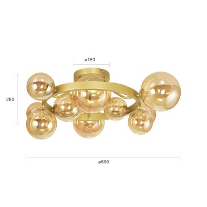 Brilagi - LED loftlampe MILLA 10xG9/3W/230V guldfarvet