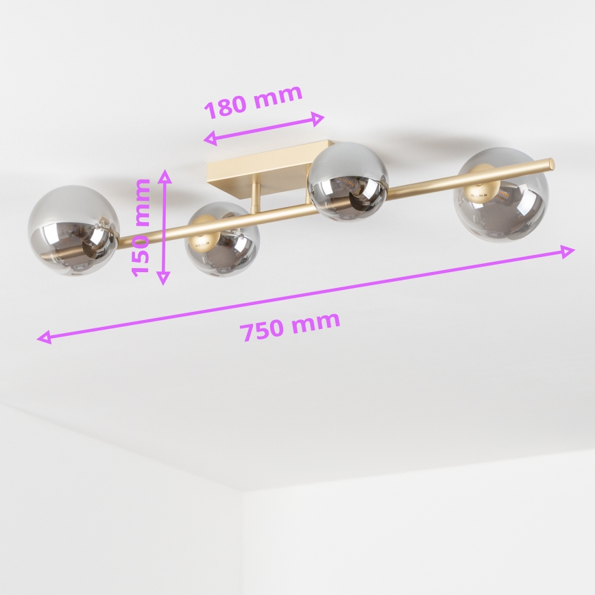Brilagi - LED loftlampe MILLA 4xG9/3W/230V guldfarvet/røget