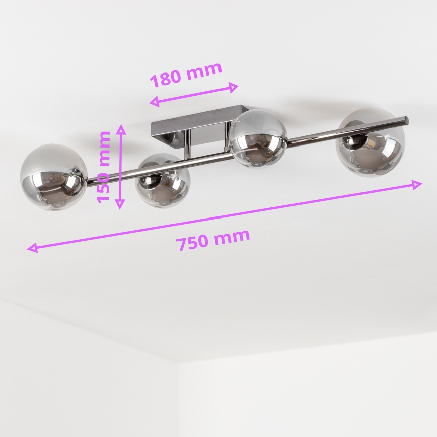 Brilagi - LED loftlampe MILLA 4xG9/3W/230V skinnende krom/røget