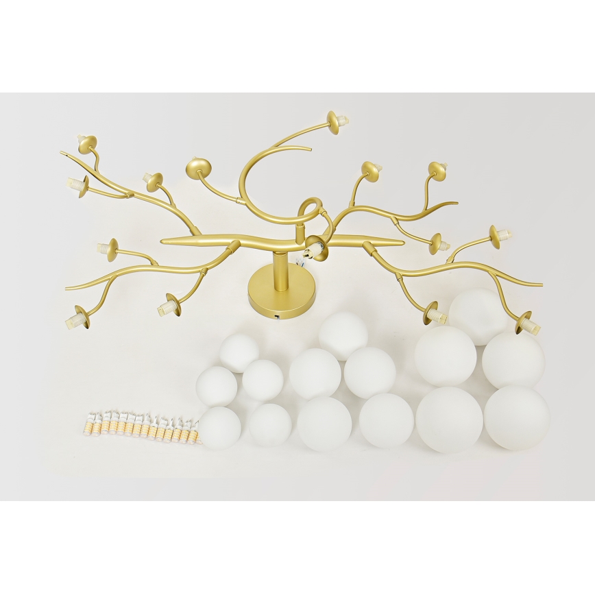 Brilagi - LED loftlampe MISTEL 15xG9/3W/230V guldfarvet/hvid