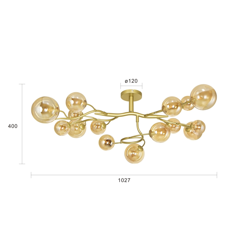 Brilagi - LED loftlampe MISTEL 15xG9/3W/230V guldfarvet