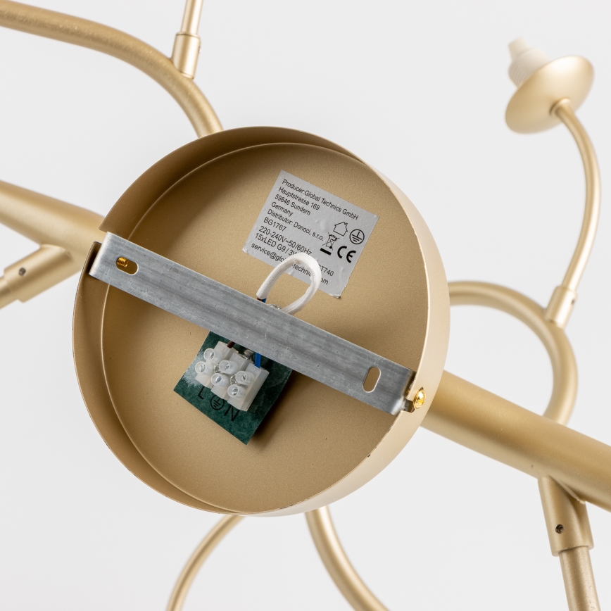 Brilagi - LED loftlampe MISTEL 15xG9/3W/230V guldfarvet