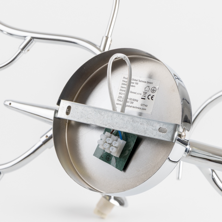 Brilagi - LED loftlampe MISTEL 15xG9/3W/230V skinnende krom/røget