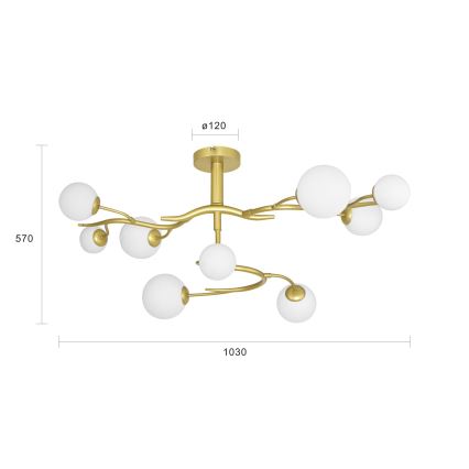 Brilagi - LED loftlampe MISTEL 9xG9/3W/230V guldfarvet/hvid