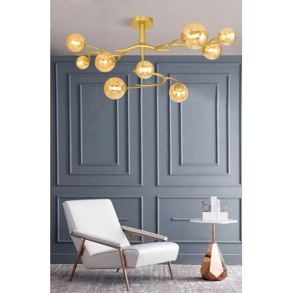 Brilagi - LED loftlampe MISTEL 9xG9/3W/230V guldfarvet