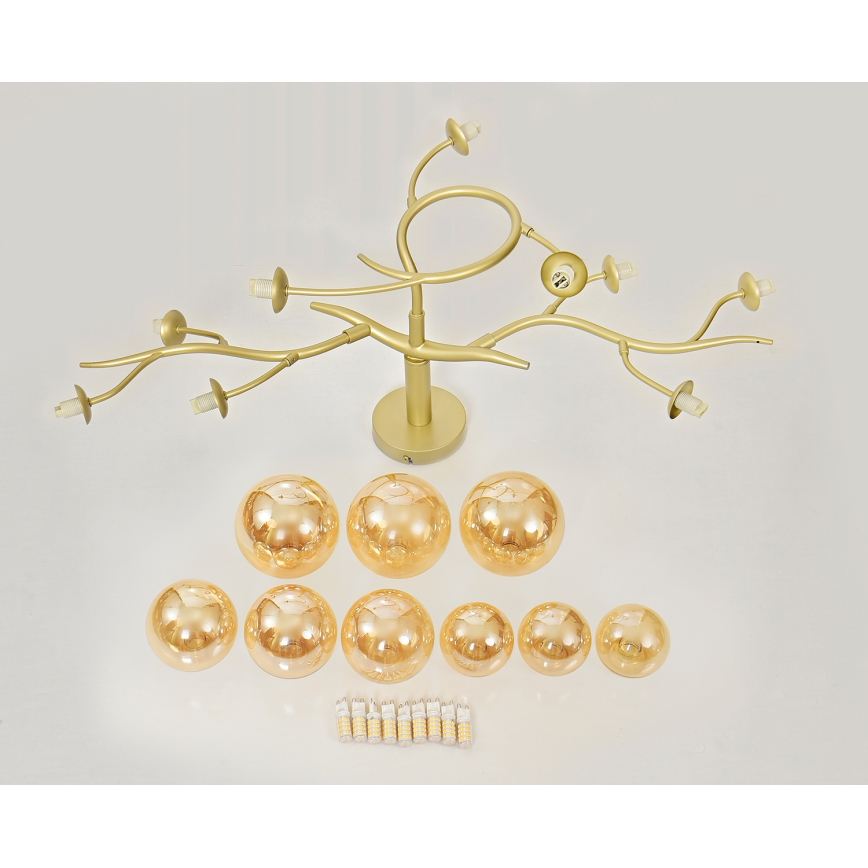 Brilagi - LED loftlampe MISTEL 9xG9/3W/230V guldfarvet