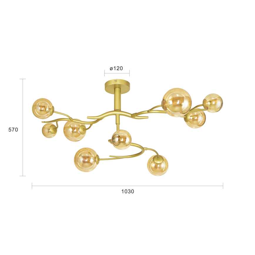 Brilagi - LED loftlampe MISTEL 9xG9/3W/230V guldfarvet