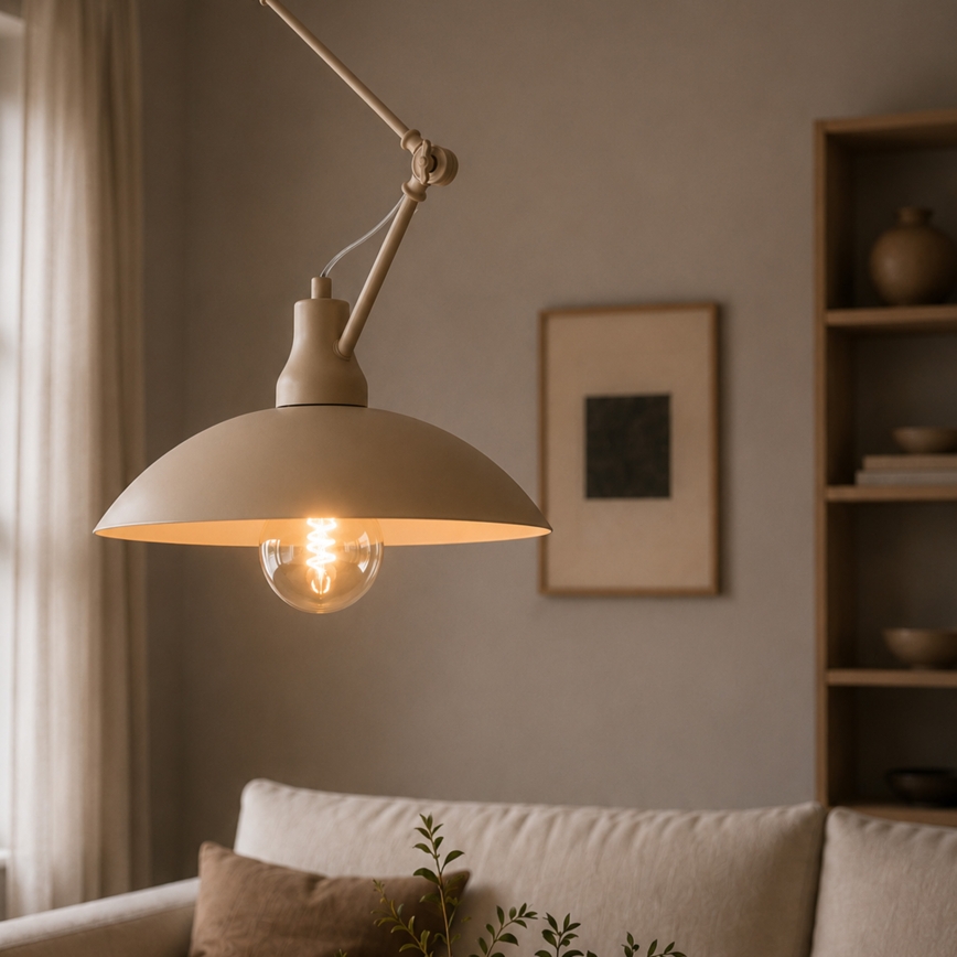 Brilagi - LED loftlampe på stang IRONBEAM 1xE27/60W/230V beige