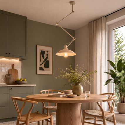 Brilagi - LED loftlampe på stang IRONBEAM 1xE27/60W/230V beige