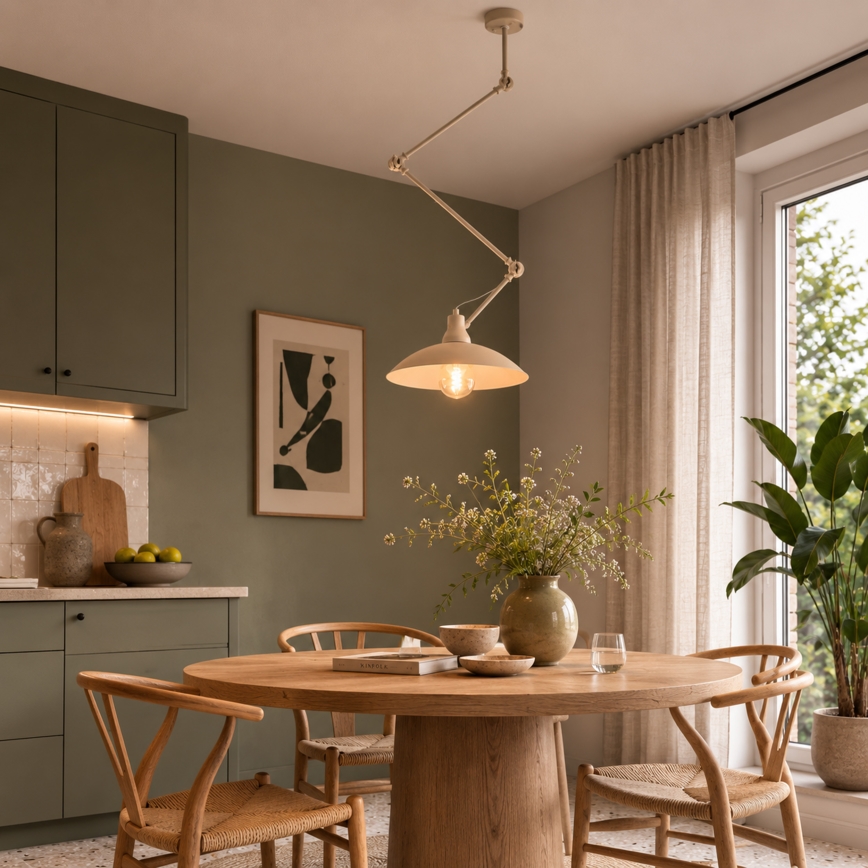 Brilagi - LED loftlampe på stang IRONBEAM 1xE27/60W/230V beige