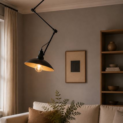 Brilagi - LED-loftlampe på stang IRONBEAM 1xE27/60W/230V sort