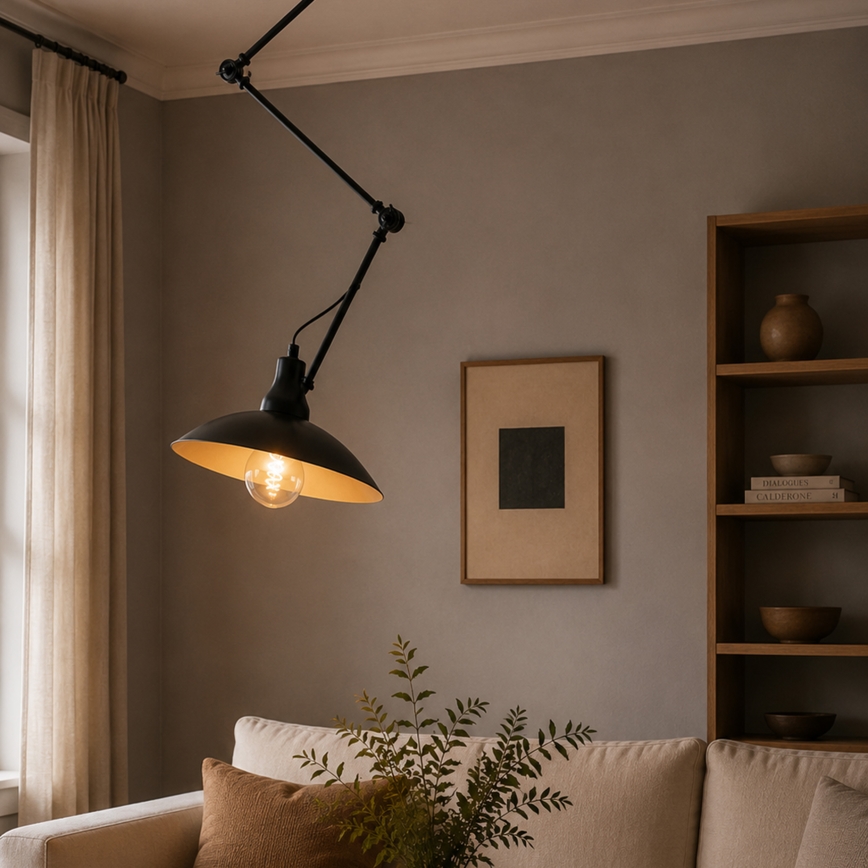 Brilagi - LED-loftlampe på stang IRONBEAM 1xE27/60W/230V sort