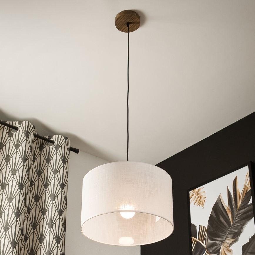 Brilagi - LED Loftlampe på wire ANTHONY 1xE27/60W/230V eg valnød/hvid