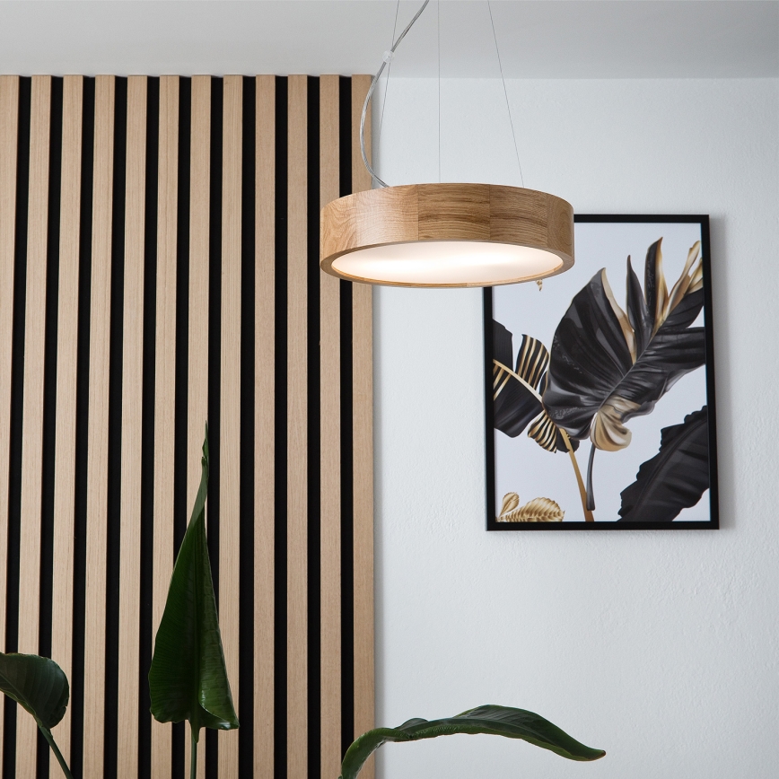 Brilagi - LED loftlampe på kabel CARVALHO 2xE27/60W/230V egetræ pr. 37 cm