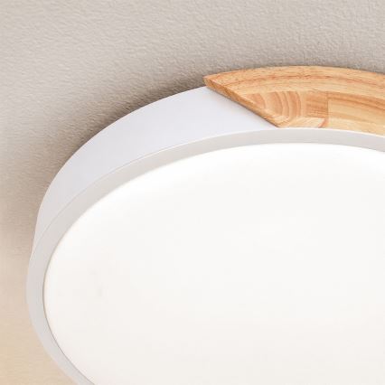 Brilagi - LED-loftlampe PILANA LED/24W/230V egetræ/hvid Ø 30 cm