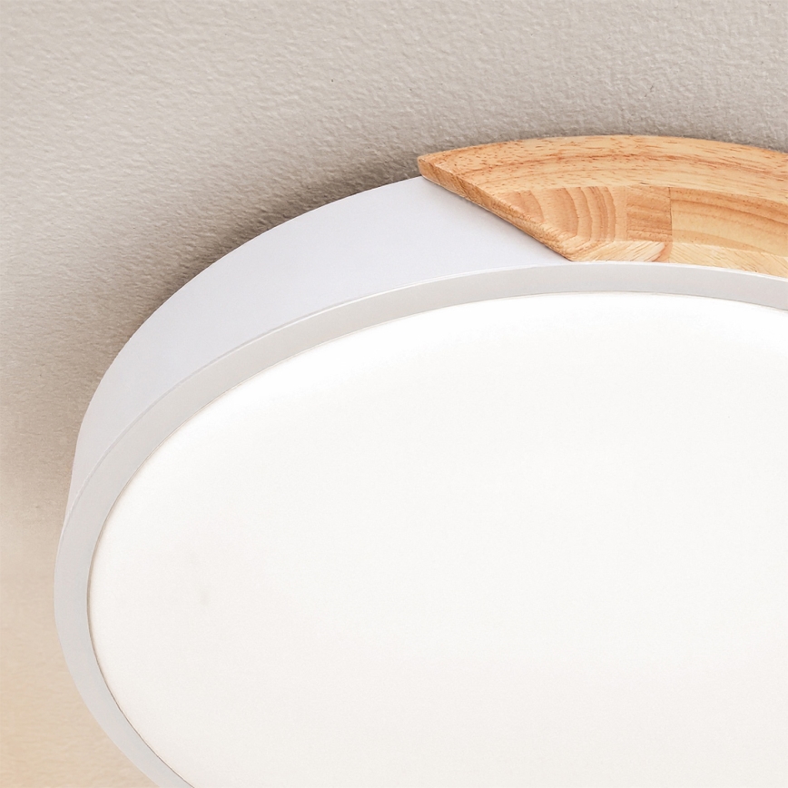 Brilagi - LED-loftlampe PILANA LED/24W/230V egetræ/hvid Ø 30 cm