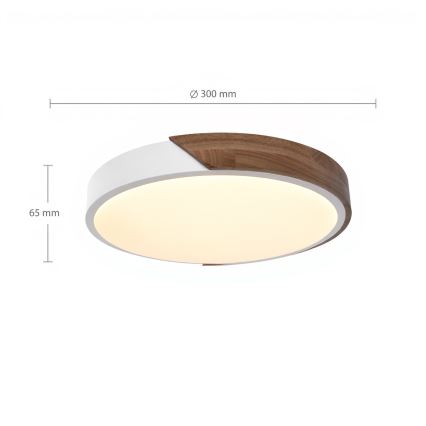 Brilagi - LED-loftlampe PILANA LED/24W/230V egetræ/hvid Ø 30 cm