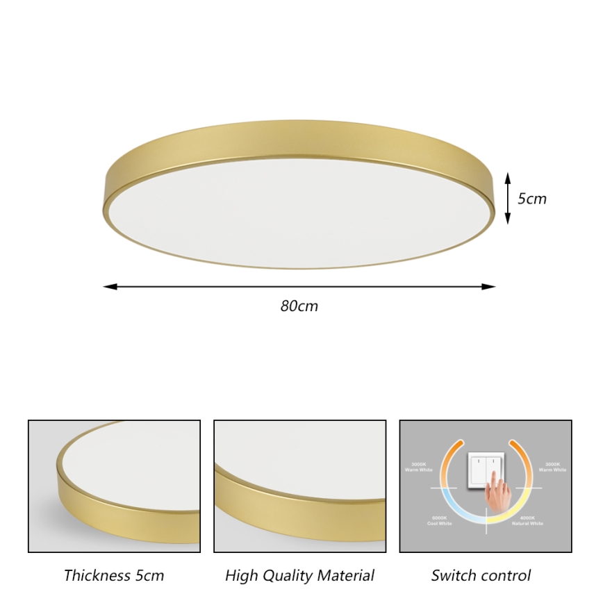 Brilagi - POOL LED-loftlampe, 100W/230V, 3000/4000/6000K, Ø 80 cm, guld